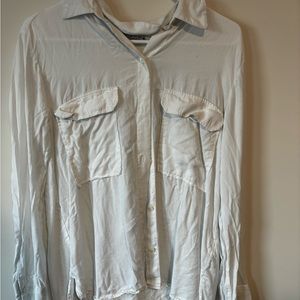 Zara. Medium Long White Button Down.